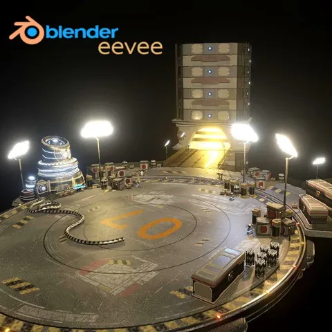 Industrial Landing Pad - Blender scenes