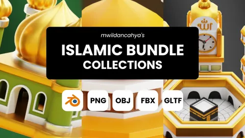 Islamic 3D Icons Bundle - Blender 3d models