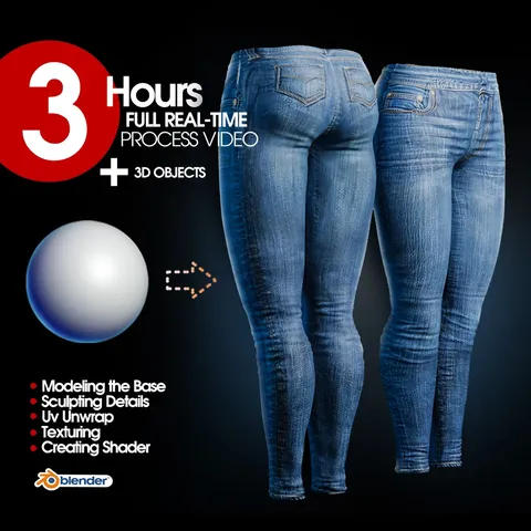 Jeans Modeling and Texturing - Blender tutorials & courses