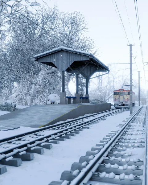Winter Train Station - Blender scenes