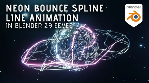 Neon Bounce Spline Animation - Blender tutorials & courses