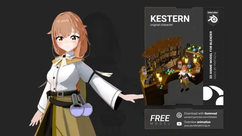Kestern Alchemist Girl - Blender 3d models