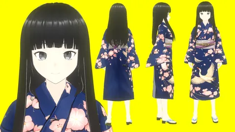 Kimono Girl Hitomi - Blender 3d models