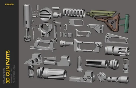 3D Gun Parts - Blender 3d models