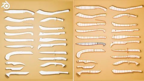 Knife Base Meshes - Blender 3d models