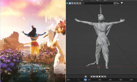 Krishna Animated Mesh - Blender scenes