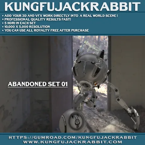 Kungfujackrabbit Abandoned Set 01 - Blender lighting & hdris