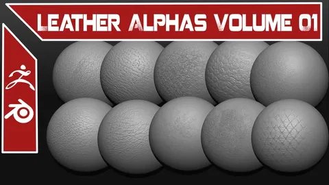 Leather Alphas Vol 1 - Blender sculpting brushes