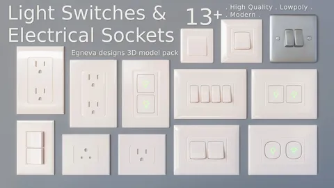 Light Switches & Sockets - Blender 3d models