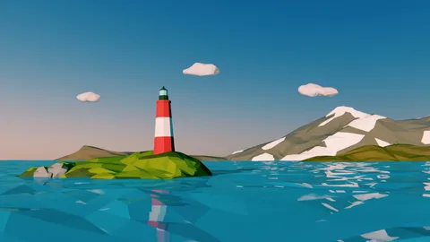 Low Poly Lighthouse - Blender scenes