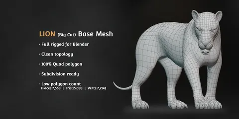 Lion Base Mesh - Blender 3d models
