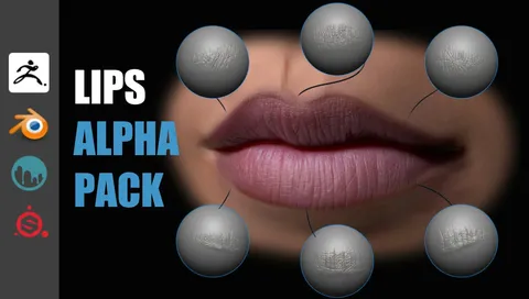 Lips Detail Alpha Pack - Blender sculpting brushes