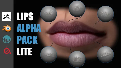 Lips Detail Alpha Pack Lite - Blender sculpting brushes