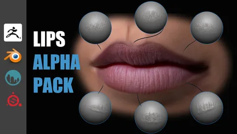 Lips Detail Alpha Pack - Blender sculpting brushes