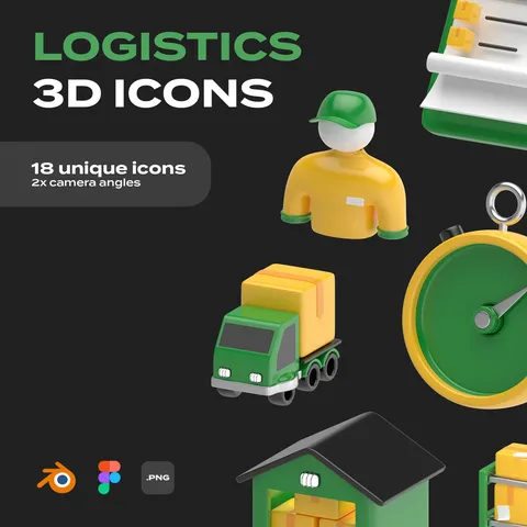 Logistics 3D Icons - Blender 3d models