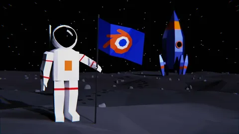 Low Poly Astronaut On The Moon - Blender scenes