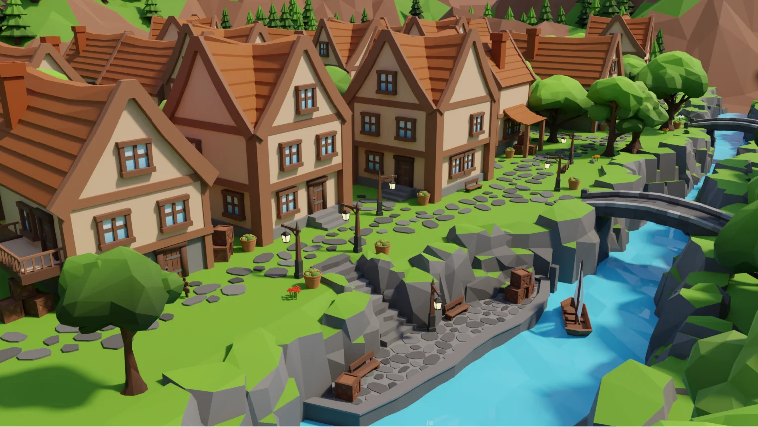 Low Poly Fantasy Village screenshot 3