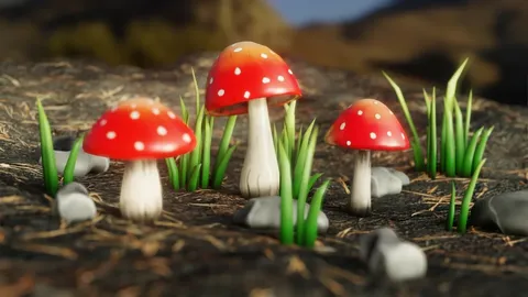 Low Poly Hand Painted Nature - Blender 3d models