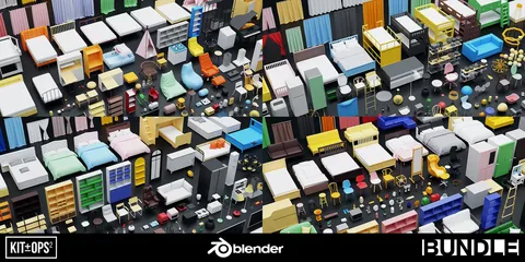 Low Poly Interior Models Bundle - Blender 3d models