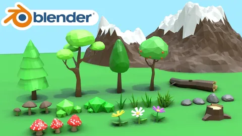 Low Poly Nature Assets - Blender 3d models