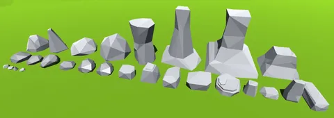 Low Poly Rock Pack 001 - Blender 3d models