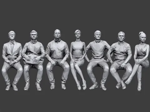 Lowpoly People Sitting Pack Vol 3 - Blender 3d models