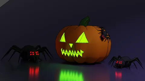 Lowpoly Spider and Pumpkin - Blender 3d models