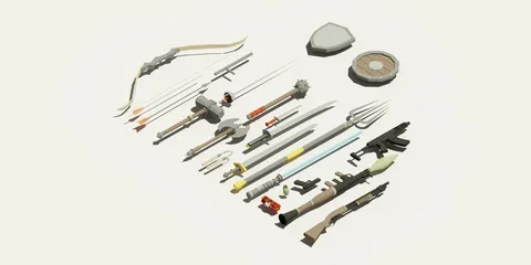 Lowpoly Weapons Pack 001 - Blender 3d models