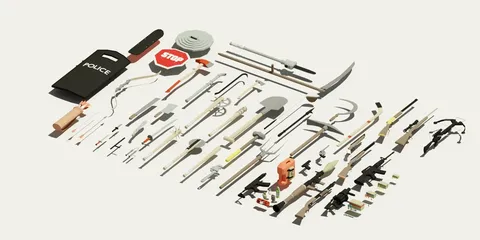 Lowpoly Weapons Pack 002 - Blender 3d models