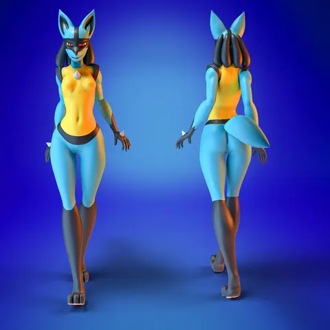 Lucario Female Model - Blender 3d models