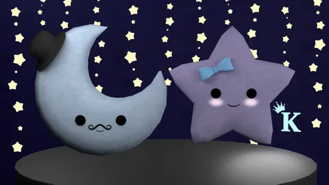 Madam Starz and Mr Nox Moon Plushies - Blender 3d models