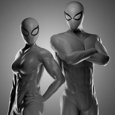 Male & Female Hero Bases - Blender 3d models