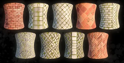 Stylized Bricks & Pavement - Blender textures & materials