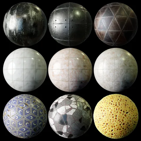 Materials Tiles & Metals - Blender textures & materials