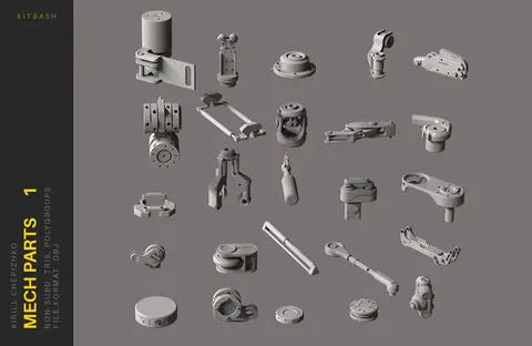 Mech Parts Set 1 - Blender 3d models