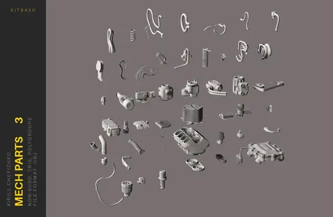 Mech Parts Set 3 - Blender 3d models