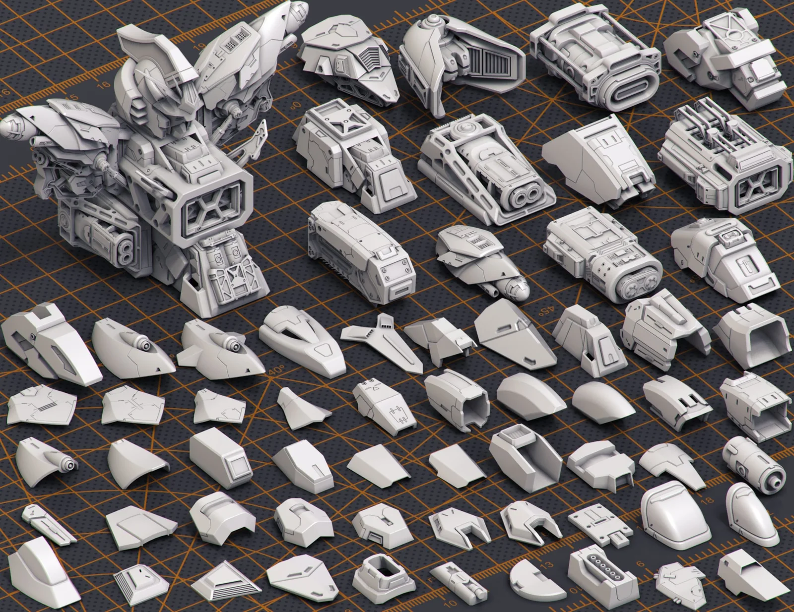 Mech Warrior Hard Surface Kitbash 1 screenshot 2