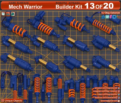 Mech Warrior Kitbash 13 - Blender 3d models