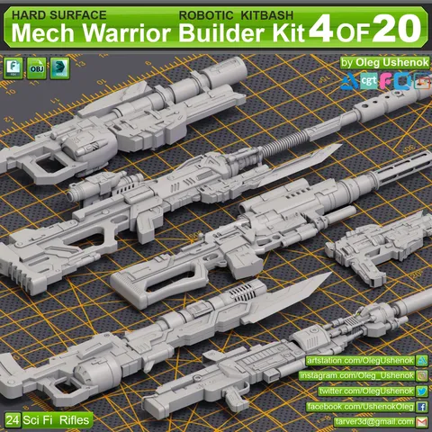 Mech Warrior Kitbash 4 - Blender 3d models