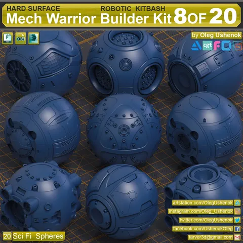 Mech Warrior Kitbash 8 - Blender 3d models