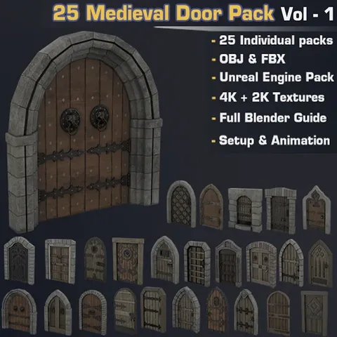 Medieval Door Pack - Blender 3d models