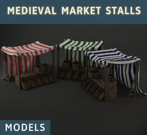Medieval Market Stall Set - Blender 3d models