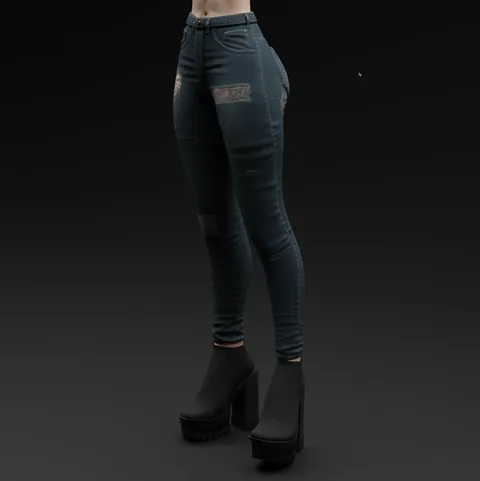 High Waist Skinny Jeans - Blender 3d models