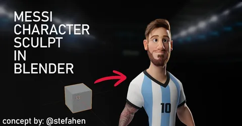 Messi 3D Character Sculpt - Blender tutorials & courses