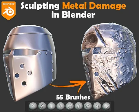 Metal Damage Brushes - Blender sculpting brushes
