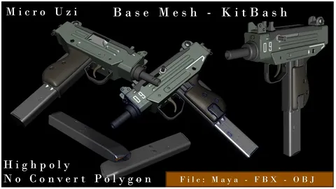 Micro Uzi Gun - Blender 3d models