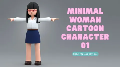 Minimal Woman Cartoon Character 1 - Blender 3d models