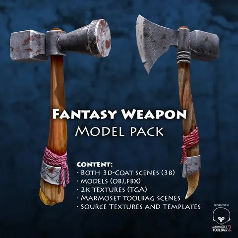 Warhammer & Waraxe Set - Blender 3d models