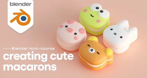 Modeling Cute 3D Macarons - Blender tutorials & courses