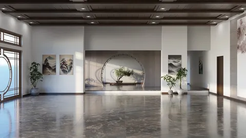 Modern Asian Living Room - Blender scenes